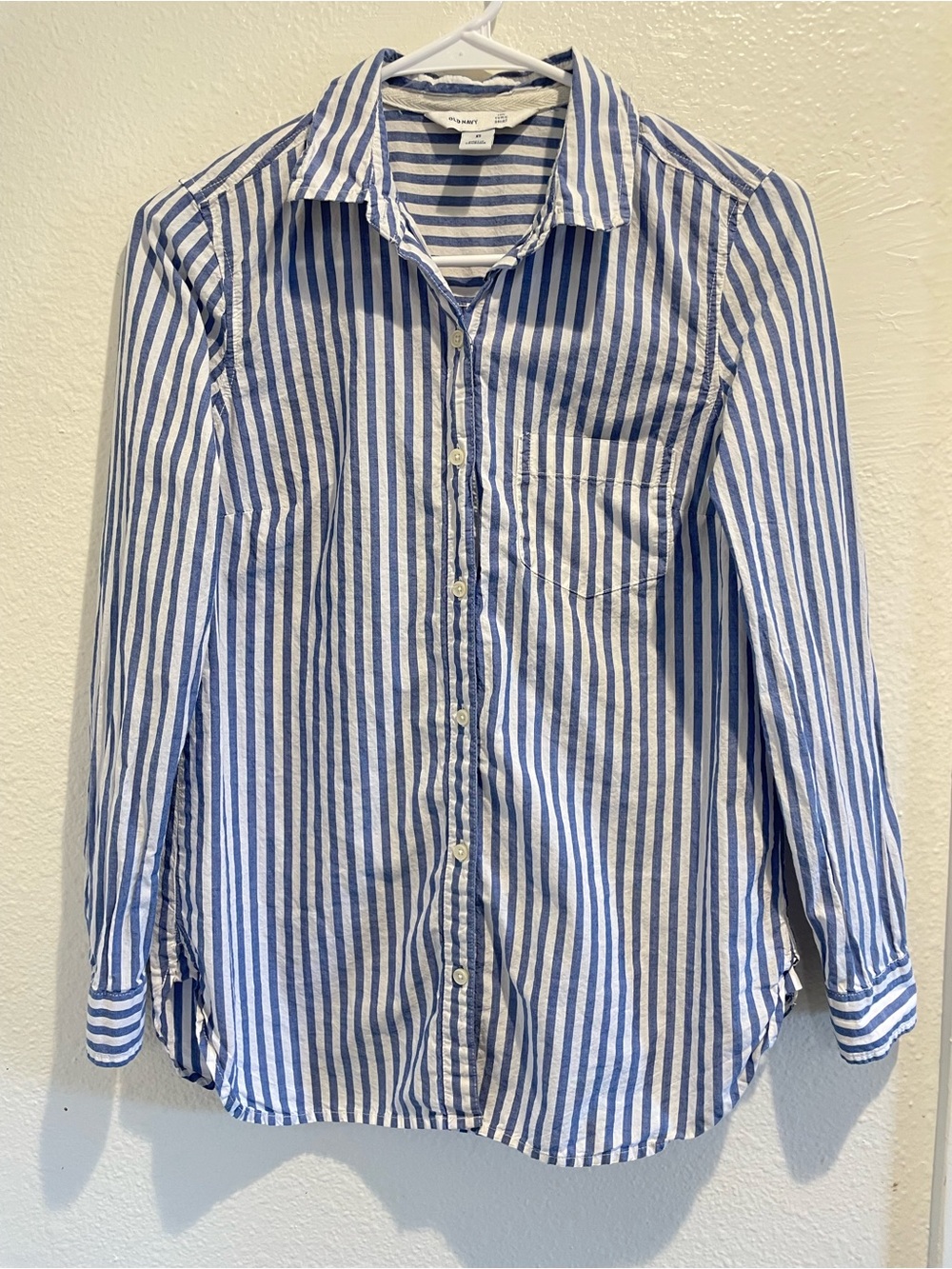 ✨☀️ Old Navy Striped Button Down Tunic Blouse XS Blue/White Coastal Chic ⚓️💙